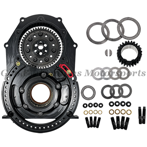GEAR DRIVE ASSY BILLET. KB-BAE HEMI TALL CAM (INT BEARING SUPPORT) BLACK ANODIZED (RCD SPLINED CRANK GEAR). 5/8 HEX 50-54mm CAM
