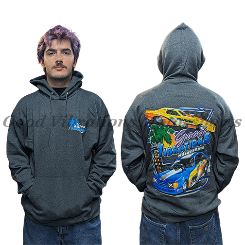GOOD VIBRATIONS MOTORSPORTS -LIMITED EDITION HOODIE GREY LARGE