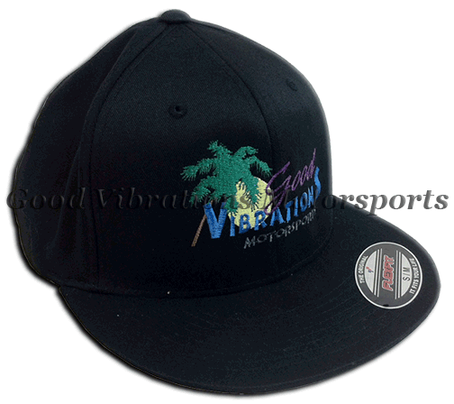 GOOD VIBRATIONS FLEX FIT FLAT BILL HAT - S/M BLACK