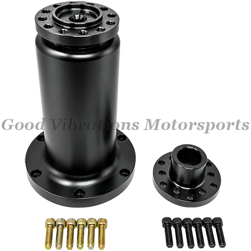 BLOWER SNOUT AND COUPLER COMPETITION 3.530 OD w/ 1.250in SHAFT. INCLUDES O-RING & BOLTS (8.400in LONG) - BLACK