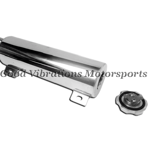 OVERFLOW TANK POLISHED ALUM 3x10in w/ MOUNTING BRACKET 1/2 qt