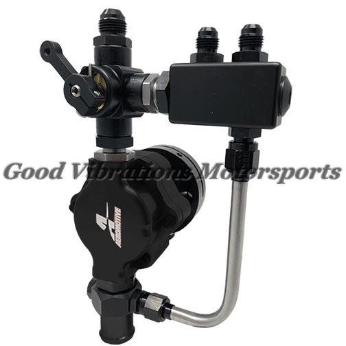BILLET GEROTOR FUEL PUMP 11.4gpm 3/8 HEX w/ 3 WAY SHUTOFF VALVE AND FUEL LOG LOOP LINE KIT. 1.25in MALE INLET AN8 MALE OUTLET
