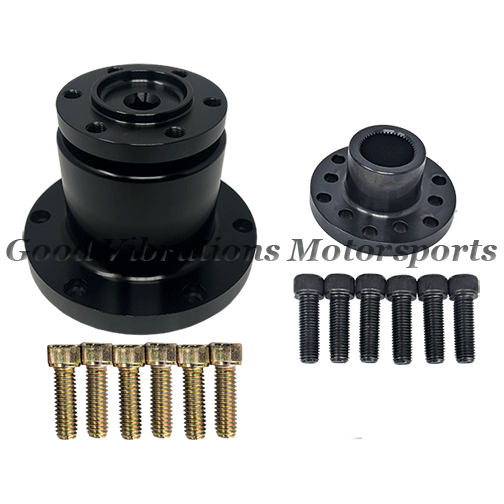 BLOWER SNOUT AND COUPLER. COMPETITION 3.530 OD  w/ 1.250in SHAFT. INCLUDES O-RING & BOLTS (3.90in LONG) - BLACK
