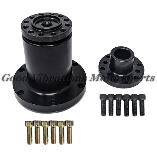 BLOWER SNOUT AND COUPLER COMPETITION 3.530 OD  w/ 1.250in SHAFT. INCLUDES O-RING & BOLTS (5.25in LONG) - BLACK