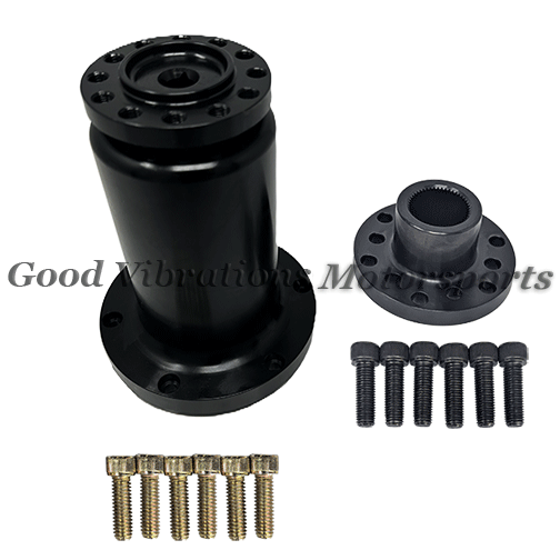 BLOWER SNOUT AND COUPLER COMPETITION 3.530 OD  w/ 1.250in SHAFT. INCLUDES O-RING & BOLTS (6.00in LONG) - BLACK