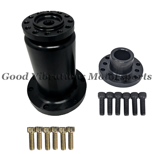 BLOWER SNOUT AND COUPLER COMPETITION 3.530 OD w/ 1.250in SHAFT. INCLUDES O-RING & BOLTS (7.00in LONG) - BLACK