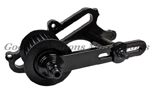 IDLER BRACKET KIT- ENGINE MOUNT HEMI ANGLED w/ OUTBOARD SUPPORT. 3.30 WIDE 11MM IDLER PULLEY. NO MAG MOUNT (BLACK)