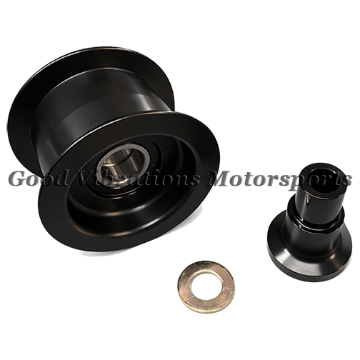 3.25in DIAMETER ALUMINUM IDLER PULLEY with STANDOFF 2in WIDE (50mm Wide Belts) - BLACK