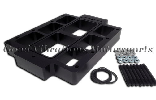 BLOWER SPACER ASSEMBLY BILLET ALUM 2in w/ MOUNTING HARDWARE. Black