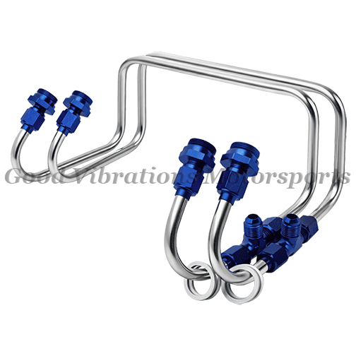 DUAL DBL PUMP 4150 STYLE FUEL LINE KIT -BLUE