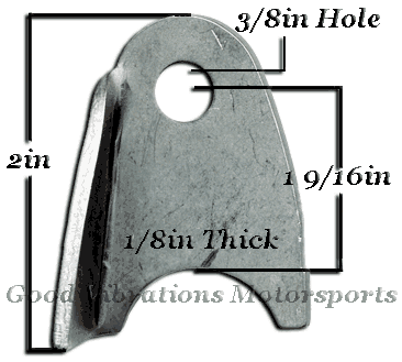 TAB LH GUSSET MILD STEEL .125 THICK 3/8 HOLE ea
