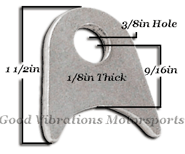 TAB MILD STEEL .125 THICK 3/8 HOLE 1.50 HEIGHT ea