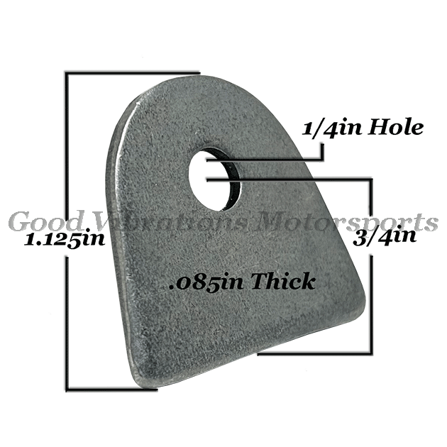 TAB MILD STEEL. FLAT .085 THICK x .250 HOLE x 1.25 HEIGHT 5pk