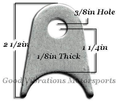 TAB CHROMOLY .125 THICK 3/8 HOLE 1.250 HEIGHT ea