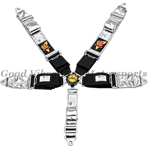 5PT CAM HARNESS 3in B/I LAP. B/I TWIN SHLDR. B/I CROTCH Silver FIRE RETARDANT COVER sfi 16.1 EXP: ___/___    ___