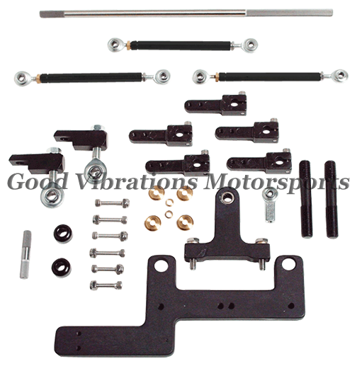 CARB LINKAGE KIT BLOWN DUAL S/SADDLE CARBS 4150 OR 4500 (w/ BLACK HEX SHAFTS)