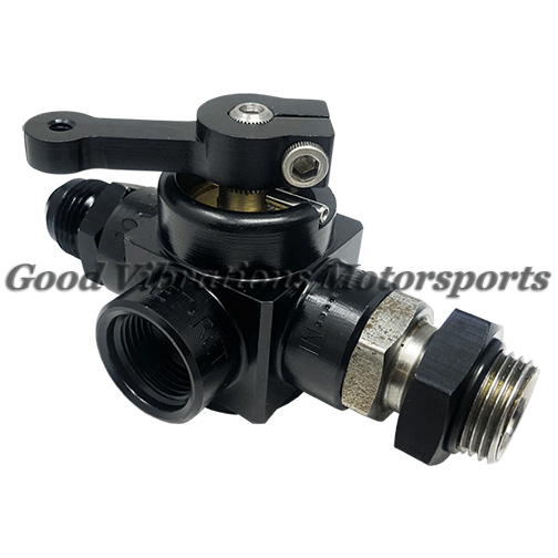 SHUTOFF VALVE 3-WAY AN8 w/ OPEN RETURN FOR CARBS