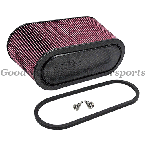 AIR FILTER ASSY w/ CARBON FIBER TAPERED ENDS. 9in OVAL. FITS BIRDCATCHER. INCLUDES STAINLESS-STEEL QUICK PINS