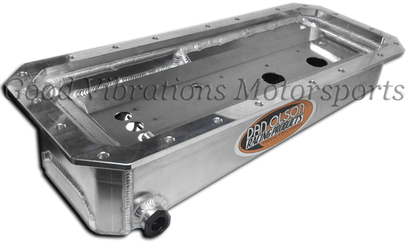 OIL PAN OLSON ALUM WET SUMP FUNNY CAR (KB-BAE) w/ AN16 FITTING - TAPERED 3.50 x 5.25