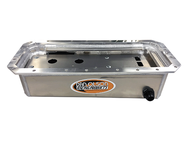 OIL PAN OLSON ALUM Wet SUMP DRAGSTER  (KB-BAE) w/ AN16 FITITNG - TAPERED 5.50 x 6.50