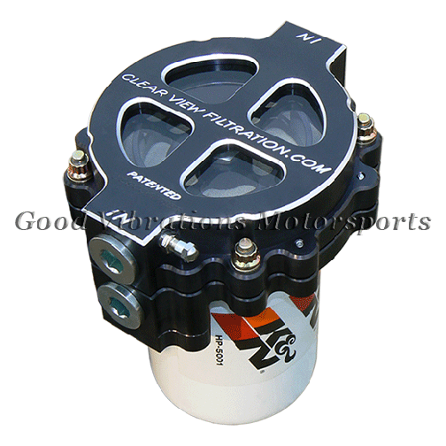 SEE-THROUGH OIL FILTER. SCREW-ON 4in (115 MICRON) UP TO 70wt OIL. AN12. ACCEPTS GM THREAD SPIN-ON FILTER - BLACK