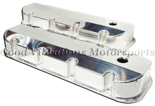 VALVE COVER FABRICATED ALUM TALL PROFILE w/ HOLE. BBC 396-502 POLISHED. INCLUDES HARDWARE pr