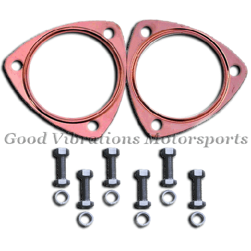 COPPER TRIANGLE COLLECTOR GASKET - 2.50in ID - EMBOSSED W/BOLTS (PR)
