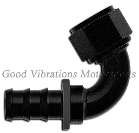 PUSH-ON HOSE END 120 DEG AN6 BLACK