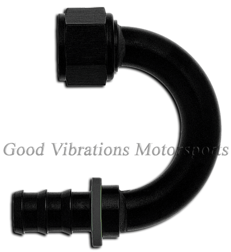 PUSH-ON HOSE END 180 DEG AN6 BLACK