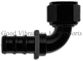 PUSH-ON HOSE END 90 DEG AN4 BLACK