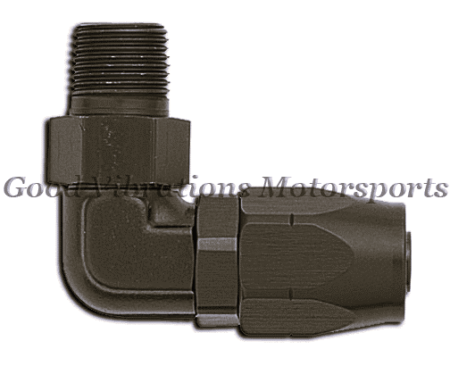 SWIVEL HOSE END 90 DEG AN10 TO 1/2 NPT MALE ADAP BLACK