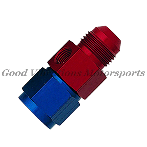 FUEL PRESSURE ADAPTER AN6 SWIVEL TO AN6 MALE w/ 1/8 PORT
