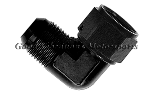 90 DEG FEMALE FORGED SWIVEL TO MALE AN3 BLACK