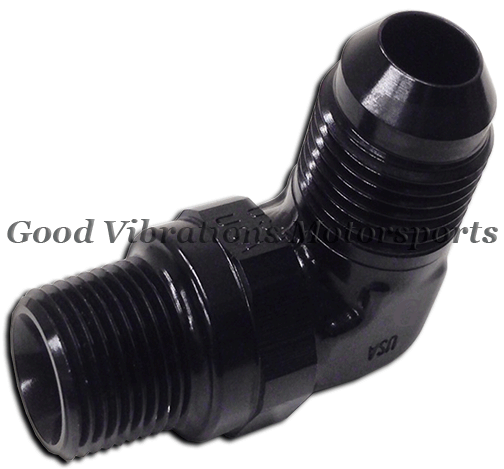 SWIVEL PIPE ADAP 90 DEG AN8 MALE TO 3/8 MALE BLACK