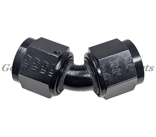 FEMALE COUPLER 45 DEG AN4 TUBE BLACK