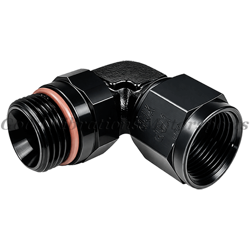 AN8 FEMALE SWIVEL 90 DEG FORGED AN8 ORB - BLACK