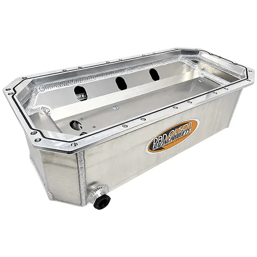 OIL PAN OLSON ALUM Wet SUMP DRAGSTER (TFX) w/ AN16 INSET FITTING - TAPERED 6.50 x 7.50