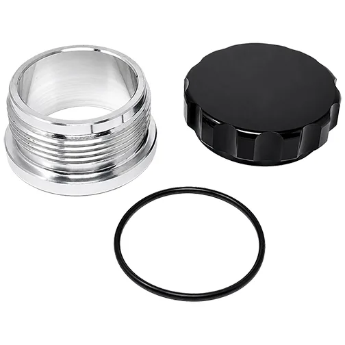 BILLET ALUMINUM FILL CAP w/ BUNG. 1.50  BORE - BLACK