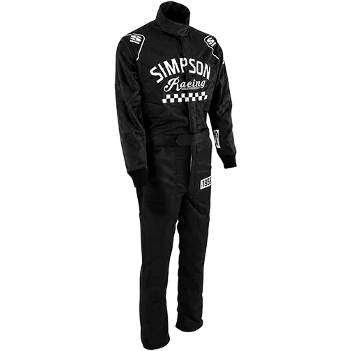 SIMPSON RACING CHECKERS SFI 3.2A/5 ONE PIECE SUIT - BLACK (MEDIUM)