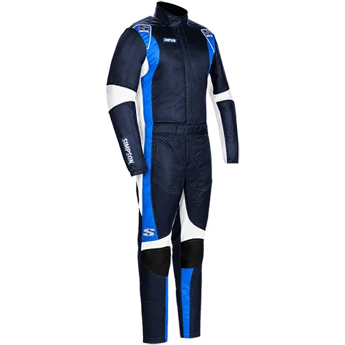 SIMPSON RACING SUPERCOIL DNA P1 SFI 3.2A/5 ONE PIECE SUIT - NAVY/BUSH BLUE /WHITE (MEDIUM)