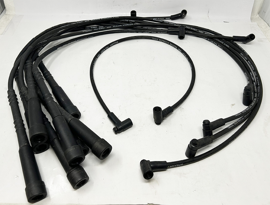 Spark Plug Wires - Mallory - Pro Wire 8mm Silicone Stainless-Steel Core. 90 Degree Boots. (Set Of 9) Includes Coil Wire 29in Lengths: 21 / 27 / 28 / 35 / 41 / 47 / 51 / 54in Fits: HEMI