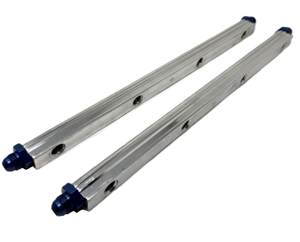 BDS Blue Thunder - BB Ford Fuel Rail Billet AluminumMeasures 16 3/4in End to End (no fittings)AN8 Flare to AN6 ORB fittings on both ends